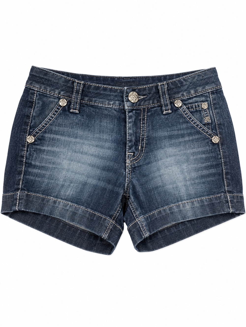 Miss Me Dark Blue Cuffed Denim Shorts